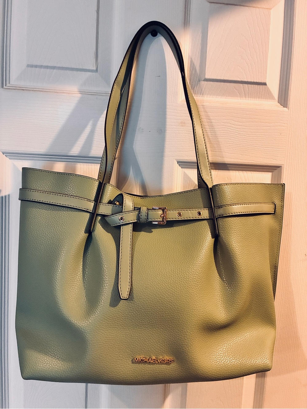 Michael Kors Emilia Olive Green Leather Tote Bag